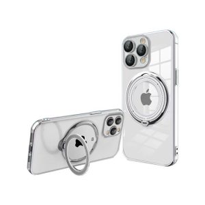FUNDA COOL IPHONE 15 PRO MAGNETICA RING PLATA