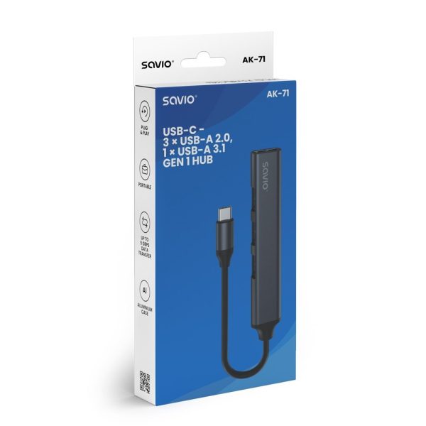 HUB USB(C) - 3 X USB(A) 2.0 + 1 X USB(A) 3.1 SAVIO - Imagen 7