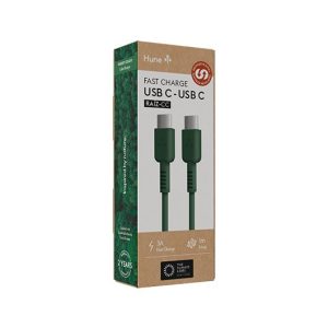 CABLE HUNE ECO USB-C A USB-C 100CM VERDE BOSQUE