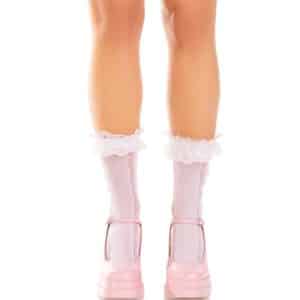 LEG AVENUE - MEDIAS TOBILLERAS CON VOLANTES BLANCO