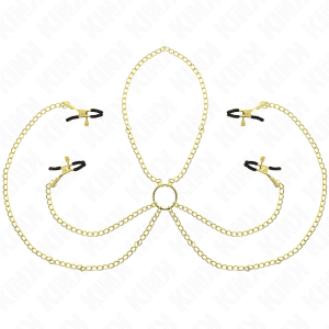 KINK - PINZAS PARA PEZONES Y CLÍTORIS 4 ENGANCHES AJUSTABLE DORADO