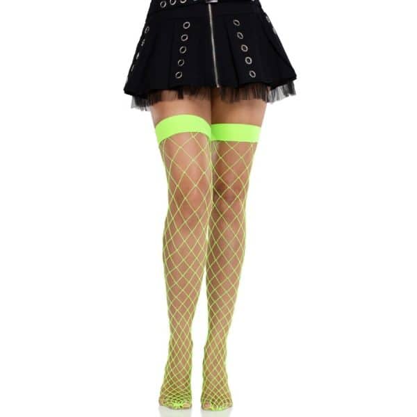 LEG AVENUE - MEDIAS ALTAS DE RED ANCHA VERDE NEÓN