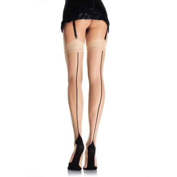 LEG AVENUE - MEDIAS NUDE CON TACON CUBANO Y COSTURA TRASERA